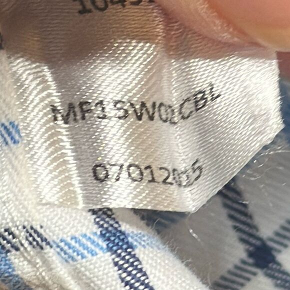 Peter Millar Sport Shirt Mens Large Nanoluxe Cotton Blue Plaid - Picture 8 of 8